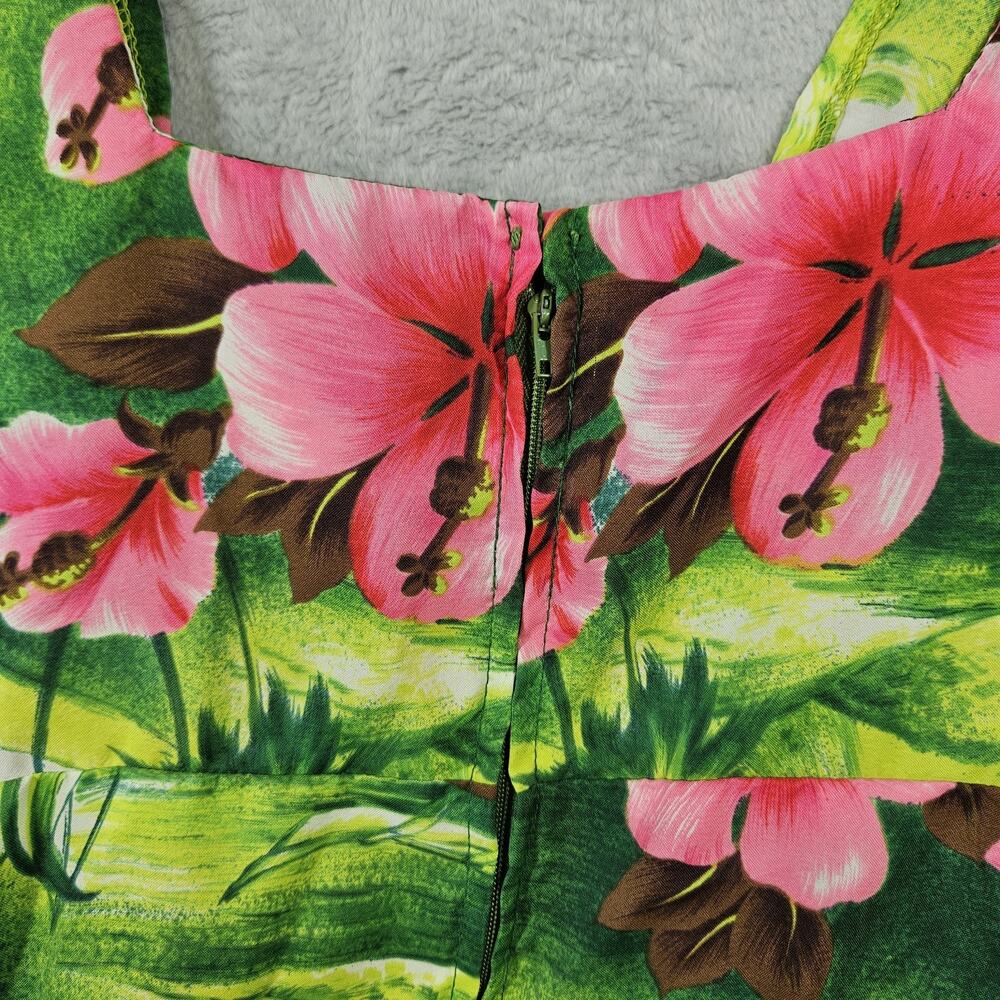 Vintage 70'S Waltah Clarke's Hawaiian Dress Womens Size 8 Mini Tropical Hibiscus - Picture 10 of 14